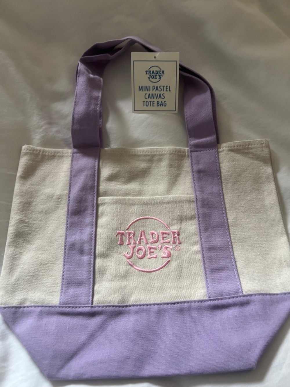 Trader Joe’s- Mini Pastel Canvas Tote Bag - Lavender and Cream